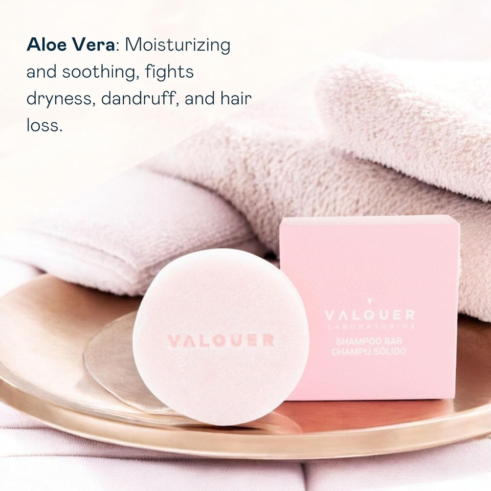 Valquer Laboratorios Petal Solid Shampoo for Dry Hair (Moisturizing and Repairing) With Coconut Oil and Aloe Vera. Formulation Zero%: Sulfate-Free, Soap-Free, Plastic-Free, Vegan - 50 Gr