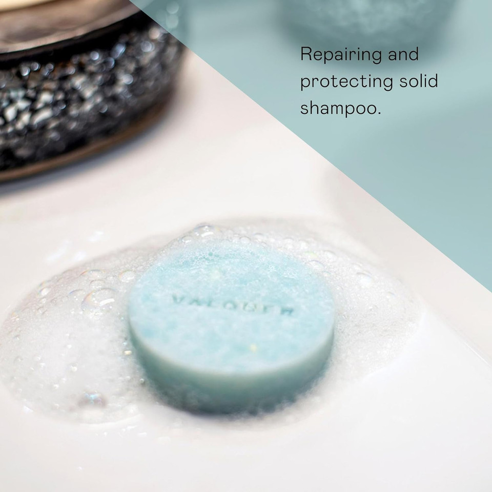 Valquer Laboratories Sky Solid Shampoo for All Hair Types. Zero% Formulation: Sulfate-Free, Soap-Free, Plastic-Free, Vegan, and Cruelty-Free. Enriched with Grape Seed and Aloe Vera. 50 g