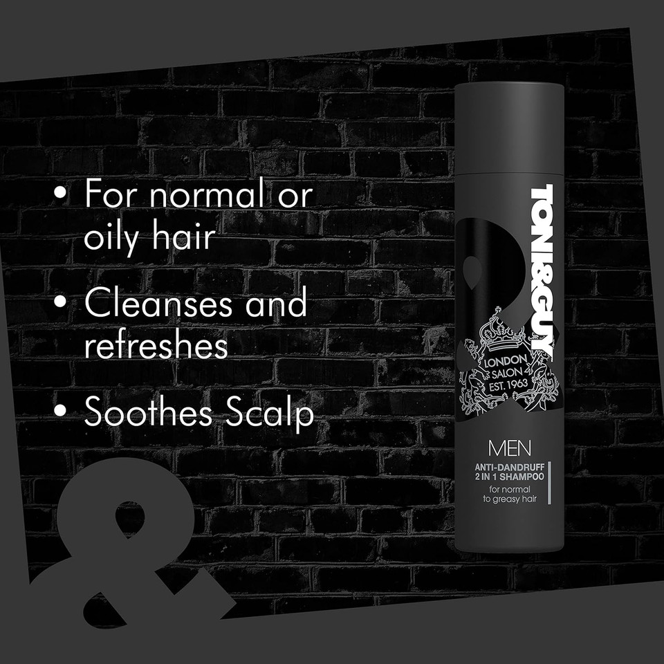 Toni&Guy Men's Deep Clean Shampoo with Charcoal Extract, 250ml (Pack of 2)