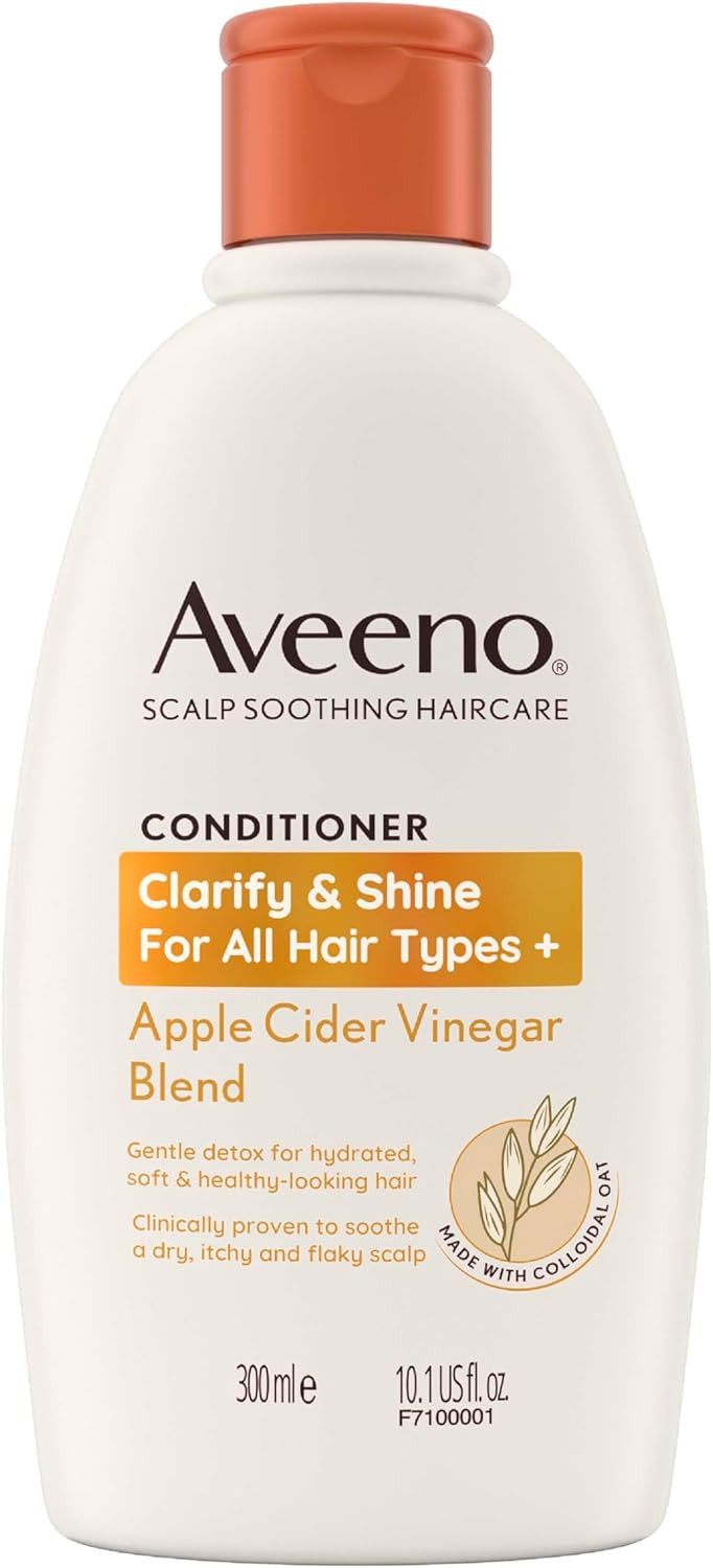 Aveeno Clarify and Shine Apple Cider Vinegar Scalp Soothing Conditioner for all Hair Types 300ml (Pack of 2)