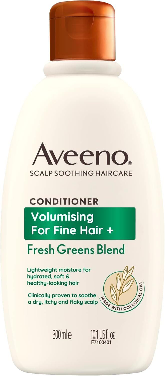 Aveeno Volumising For Fine Hair + Fresh Greens Blend Scalp Soothing Oat Conditioner 300ml (Pack of 2)