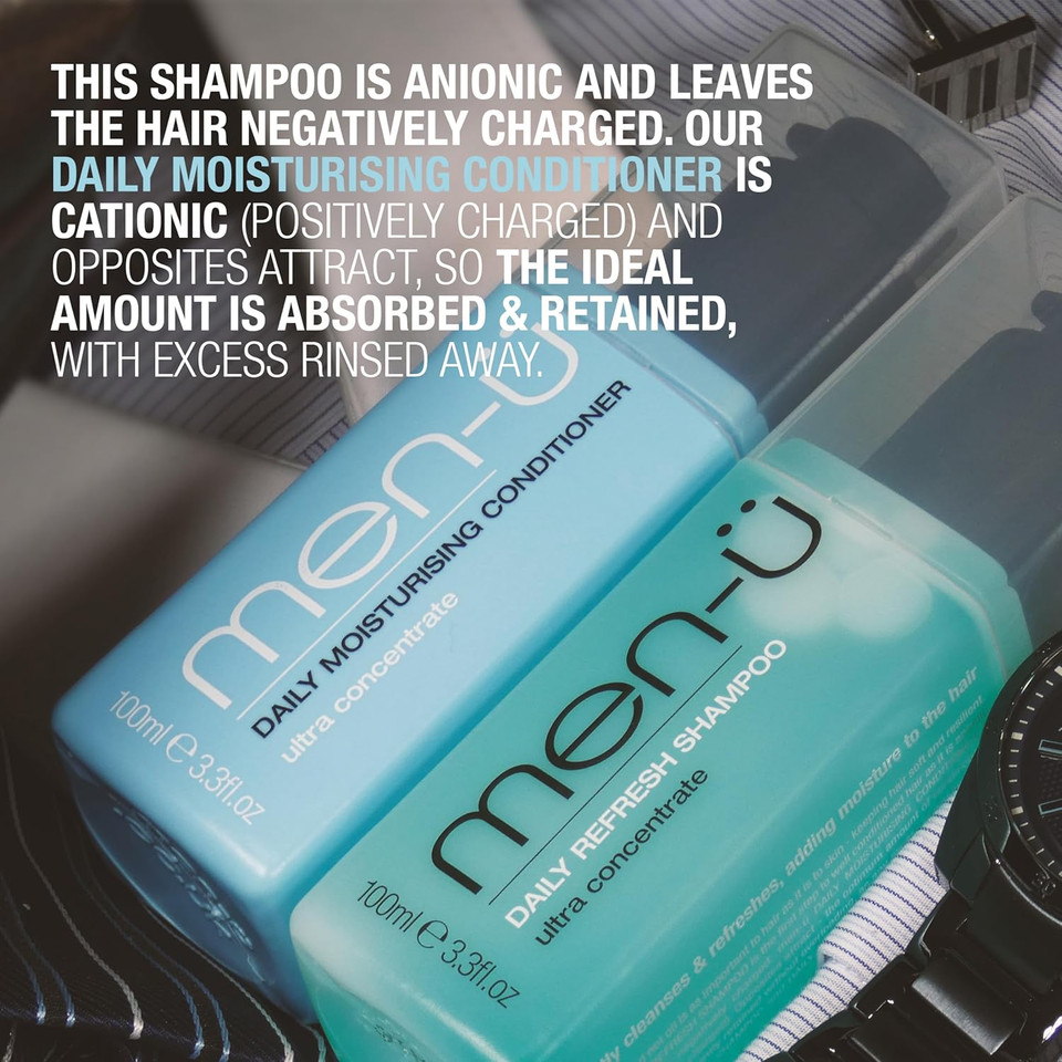 men-ü DAILY REFRESH SHAMPOO REFILL for men, Vegan with up to 120 shampoos, eco friendly shampoo w/ultra-concentrate formula - cleanses & refreshes, 100ml REFILL