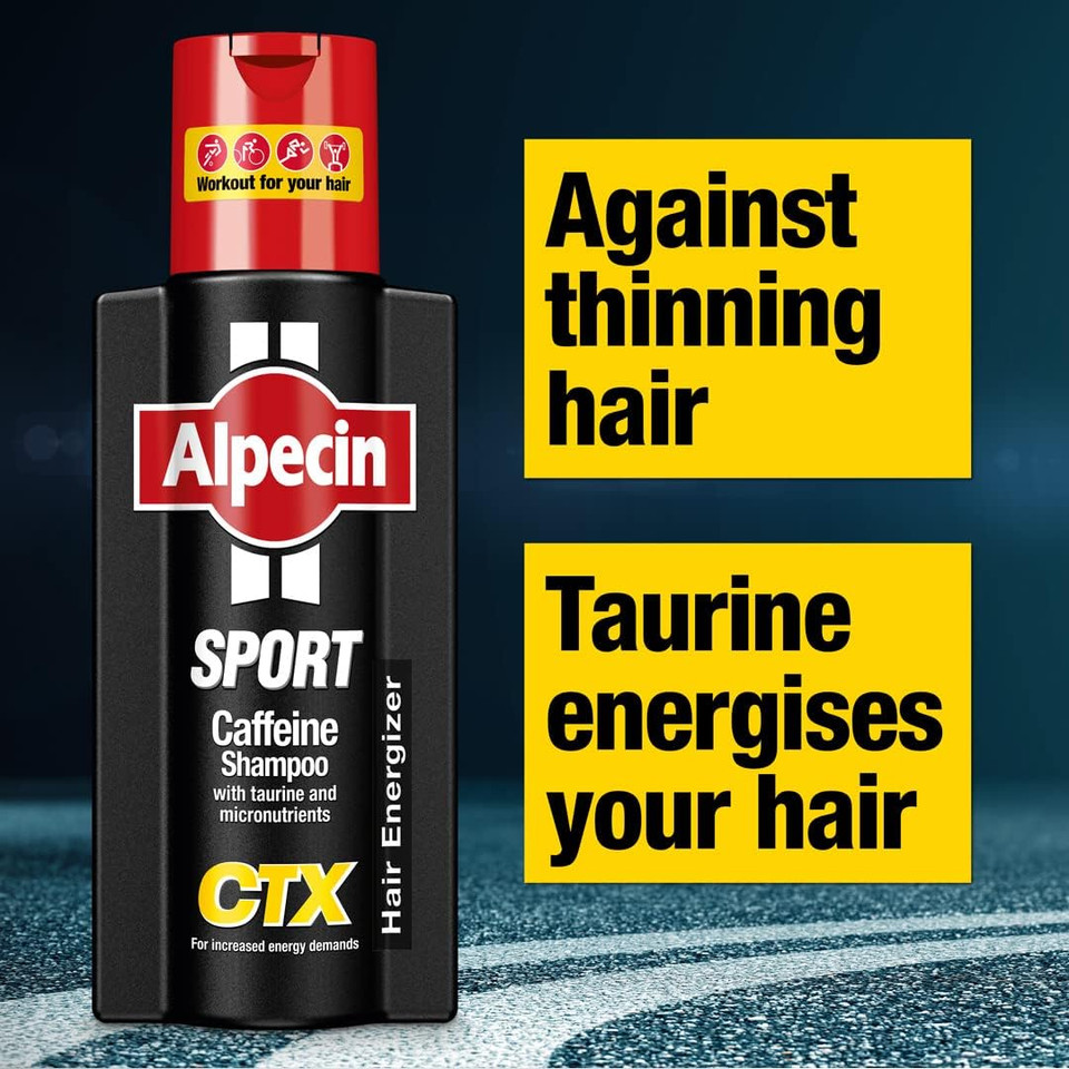 Alpecin Sport Caffeine Shampoo CTX with Taurine 250ml | Natural Hair Growth for Men | Energizer for Strong Hair | Hair Care for Men Made in Germany