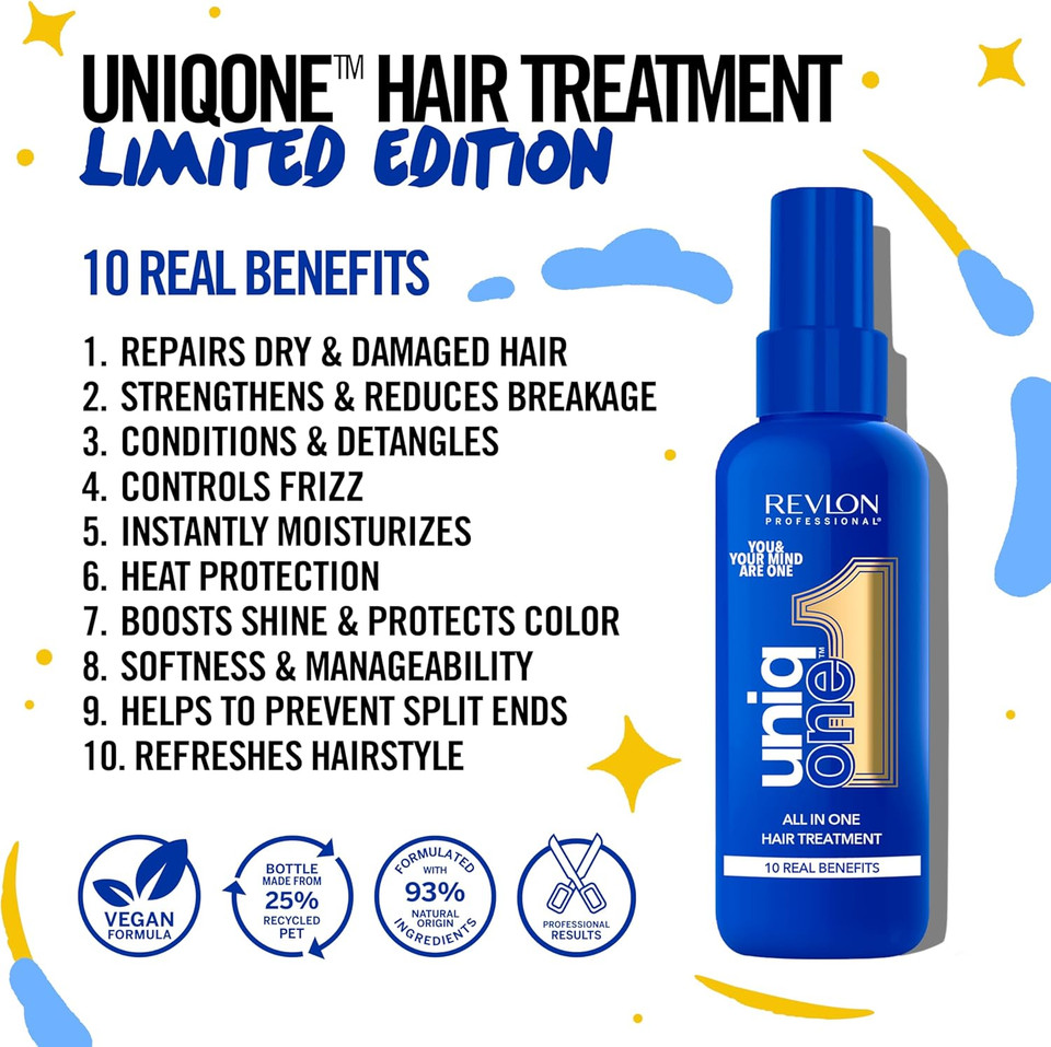 UniqOne Revlon Hair Treatment - Relaxing Fragrance Leave-in Professional Multi-benefit Hair Treatment - Repair, Detangle, Control Frizz & Style  Vanilla & Jasmine - 150 ml ?