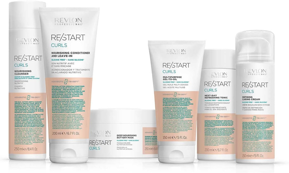REVLON PROFESSIONAL Professional RE/START Curls Nourishing Cleanser for Hair (250ml) Shine & Definition, Sulfate Free Silicone, Unisex, Beige