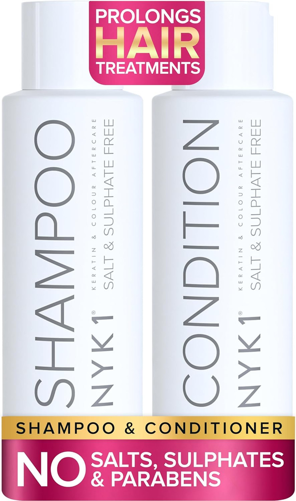NYK1 Salt & Sulphate Free Hair Shampoo And Conditioner (Starter Set - 125ml x2) Sulfate Free Shampoo And Conditioner Sets For Extensions, Colour & Keratin Treatment - Gentle Cleansing & Non-Stripping