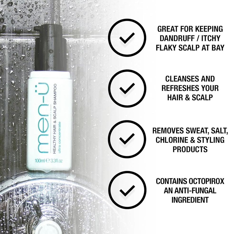 men-ü HEALTHY HAIR & SCALP SHAMPOO 100ml REFILL, up to 120 shampoos  long lasting anti dandruff shampoo, Great for overcoming dandruff, flaky, itchy scalp REFILL