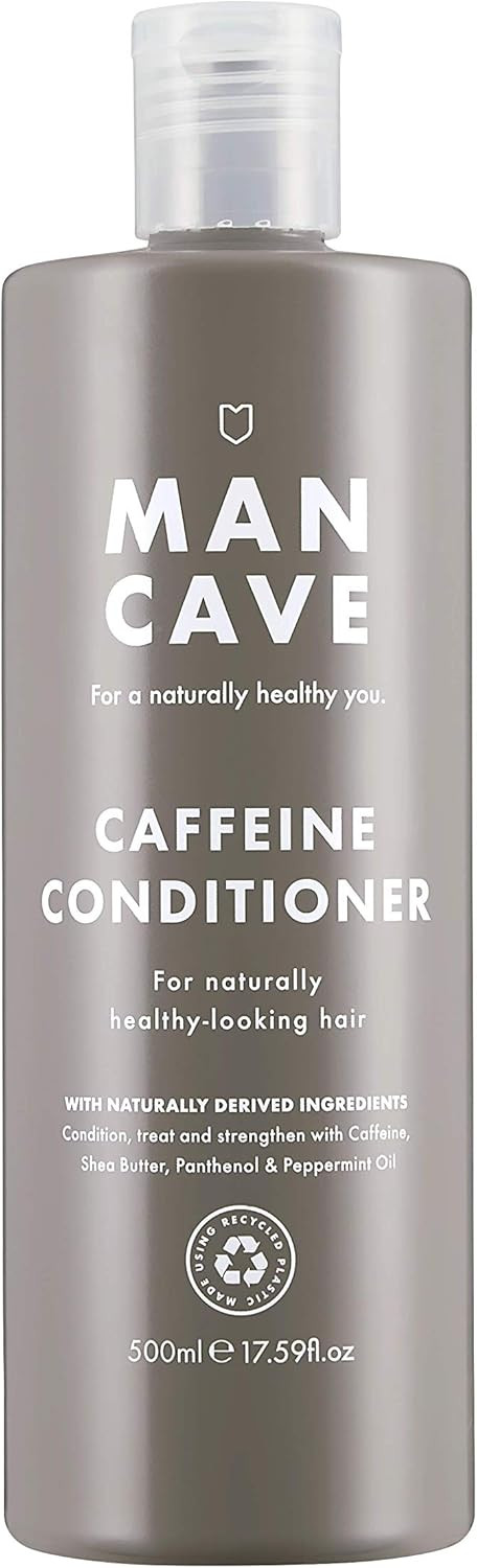ManCave Caffeine Conditioner for Men, Encourage Healthy Hair Growth, Condition and Strengthen with Caffeine, Shea Butter and Panthenol, Natural, Vegan, Cruelty Free, 500 ml