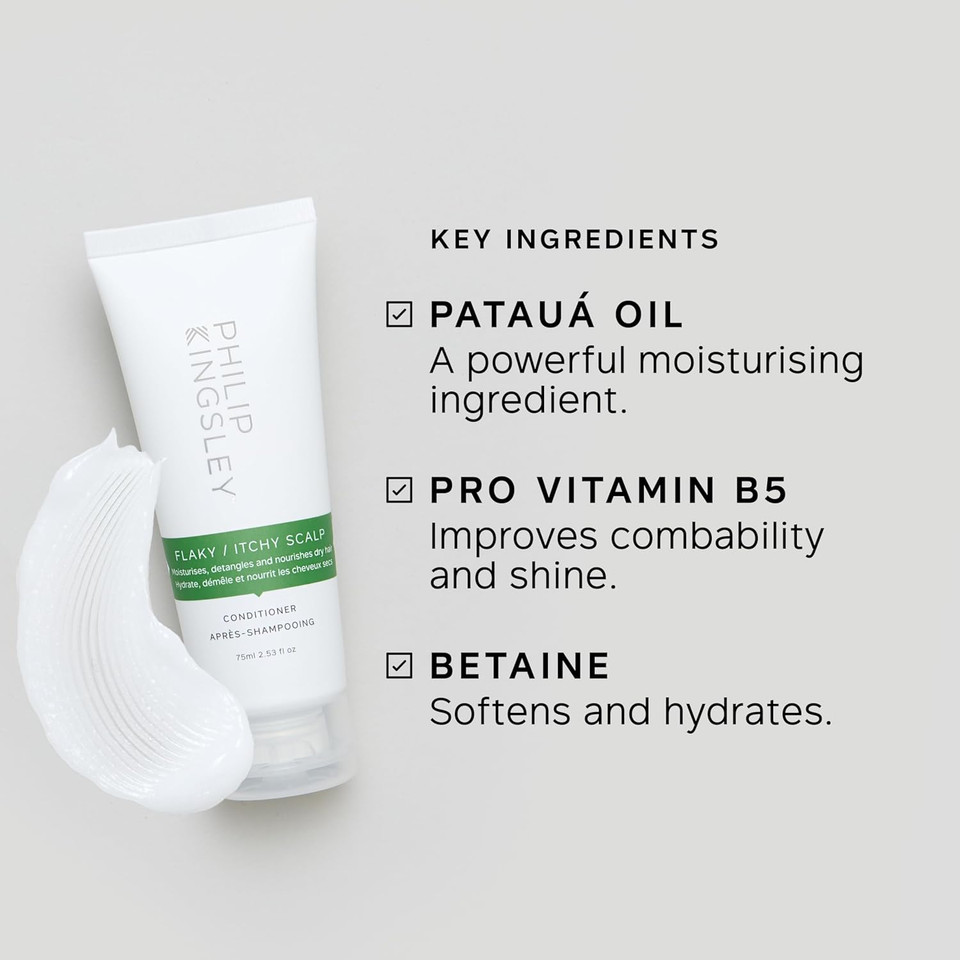 Philip Kingsley | Flaky/Itchy Scalp Conditioner | Anit-Dandruff Conditioner For Flaky, Itchy, Dry and/or Oily Scalps | Cleansing Scalp Care | Hydrates, Soothes, Calms and Detangles | 75ml