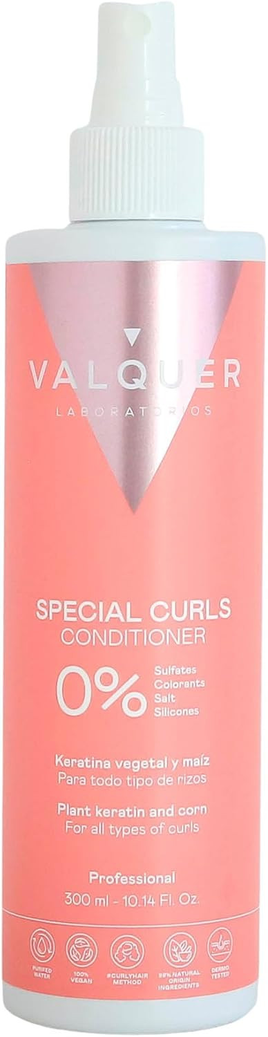 Valquer Professional Special Curly Conditioner for Curly Hair, Sulfate Free, Salt Free -Curly Girl Method up to 96% Natural Origin (300ml)