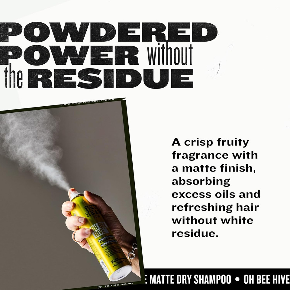 Bed Head by TIGI - Oh Bee Hive Dry Shampoo - Professional Volumising Hair Products - Matte Finish - All Hair Types - 238ml (Pack of 2)