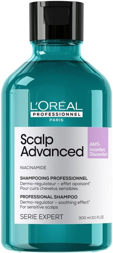 LOréal Professionnel Scalp Advanced Anti-Discomfort Shampoo, For Itchy and Dry Scalps, Deep Scalp Treatment