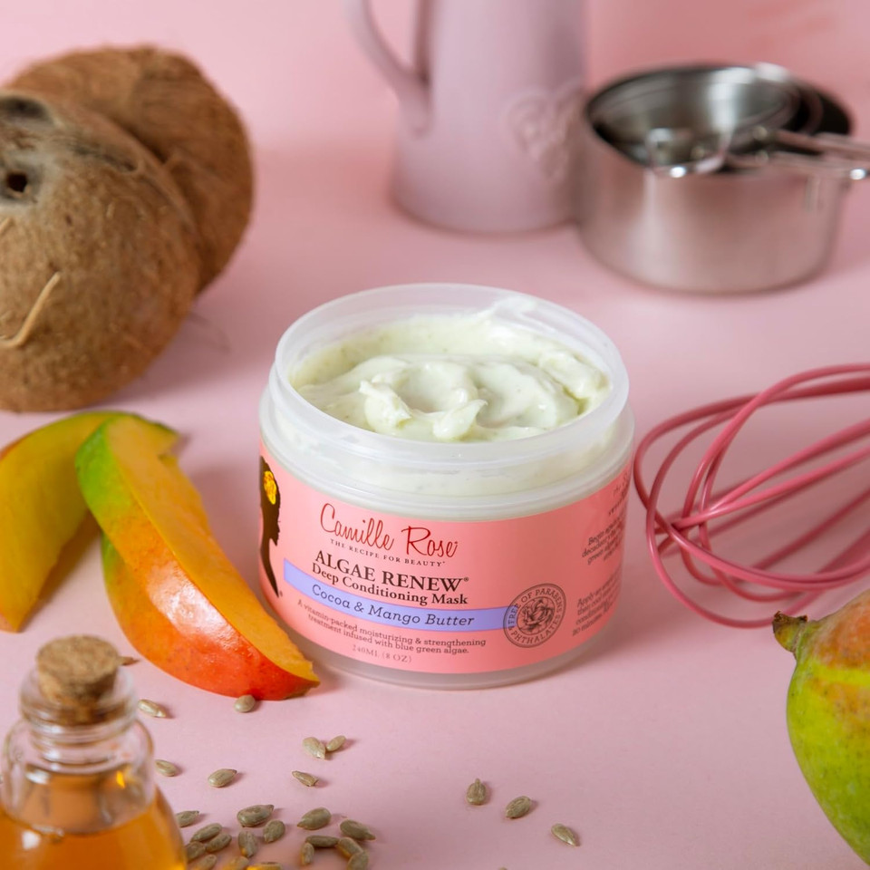 Camille Rose Algae Renew Deep Conditioning Wash Out Hair Mask, For All Hair Types, Nourish and Strengthen, Cocoa and Mango Butter, 240 ml (Pack of 1)