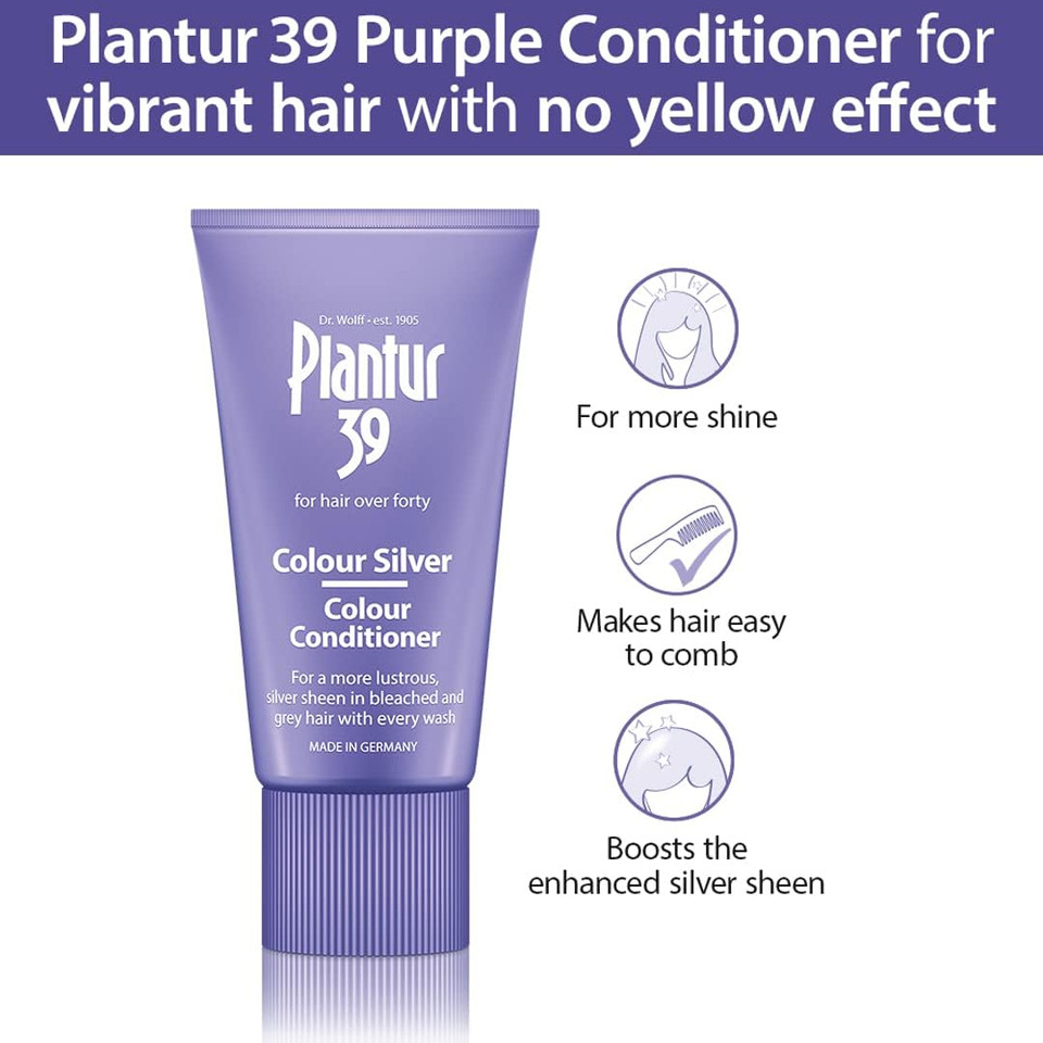 Plantur 39 Purple Conditioner 150ml | Enhanced Silver Sheen for Bleached and Grey Hair | Prevents and Reduces Hair Loss and Supports Hair Growth