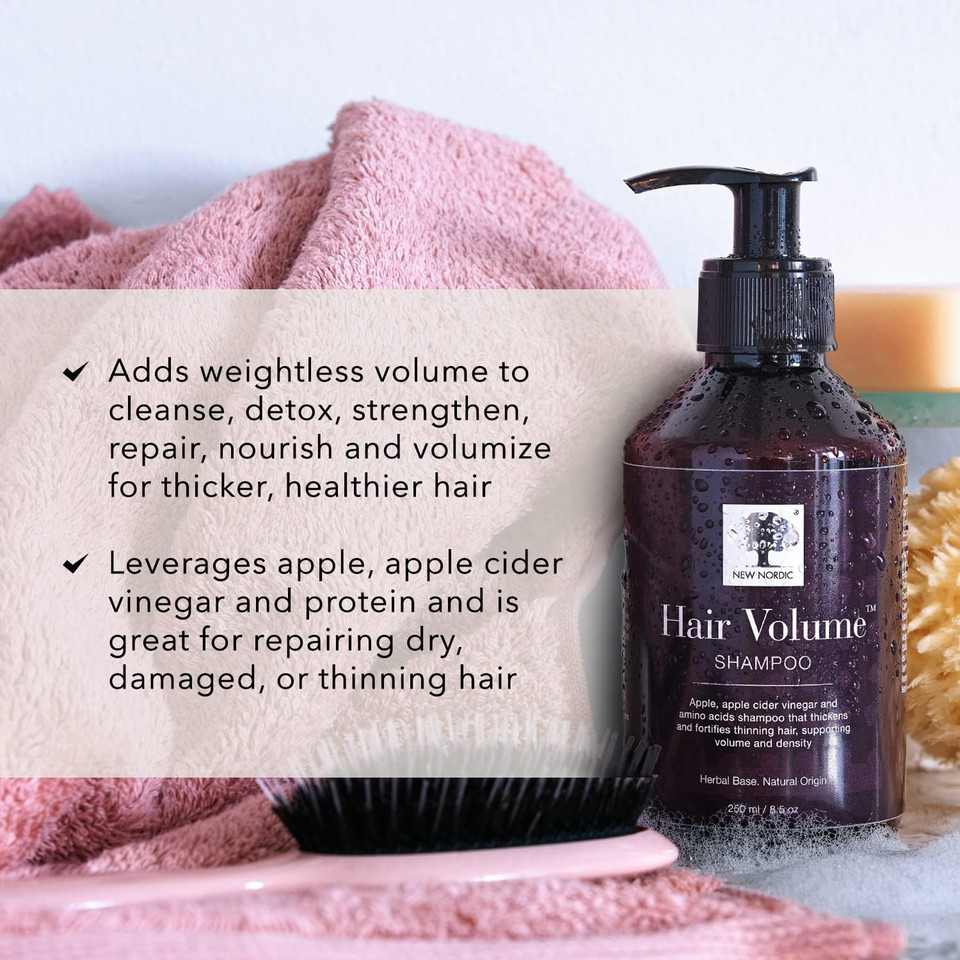 New Nordic Hair Volume Shampoo 250ml - Herbal Volumising Shampoo For Dry Damaged Hair - Suitable for Men and Women