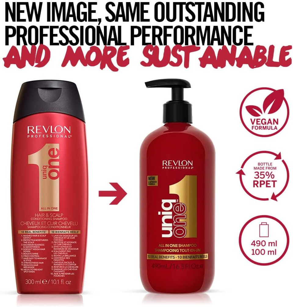 Revlon Professional REVLON PROFESSIONAL UNIQONE ALL IN ONE SHAMPOO, Moisturizing Shampoo, Shampoo For Damaged Hair 490ml