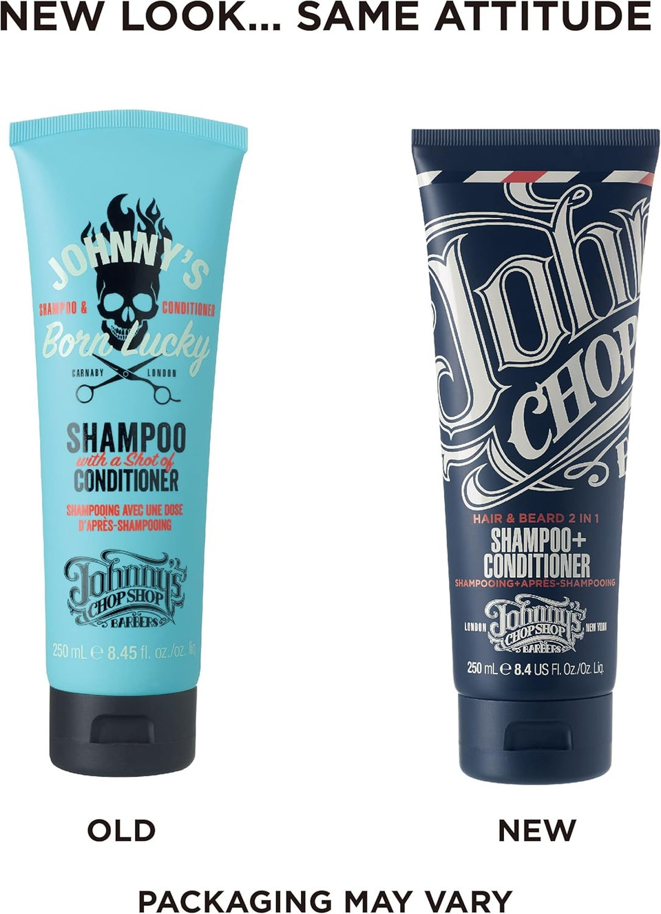 Johnny's Chop Shop - Born Lucky 2 in 1 Shampoo & Conditioner, Daily Hair Care for Men, (250ml) Pack of 2