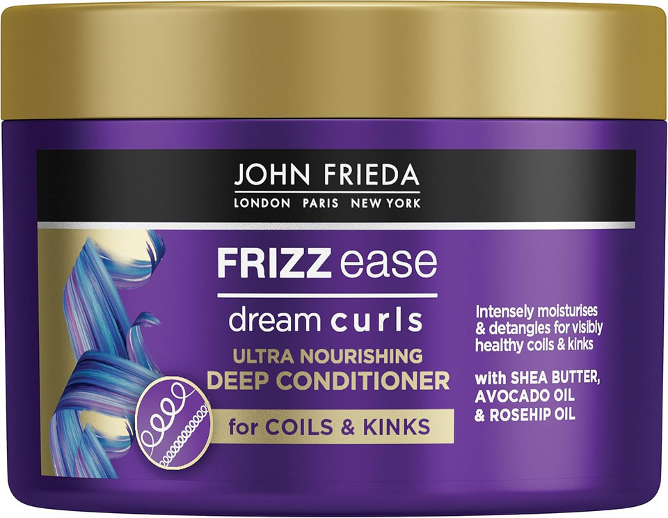John Frieda Frizz Ease Dream Curls Ultra Nourishing Deep Conditioner 230ml, Conditioner for Curly Hair, Anti-Frizz Hair Mask (Pack of 2)