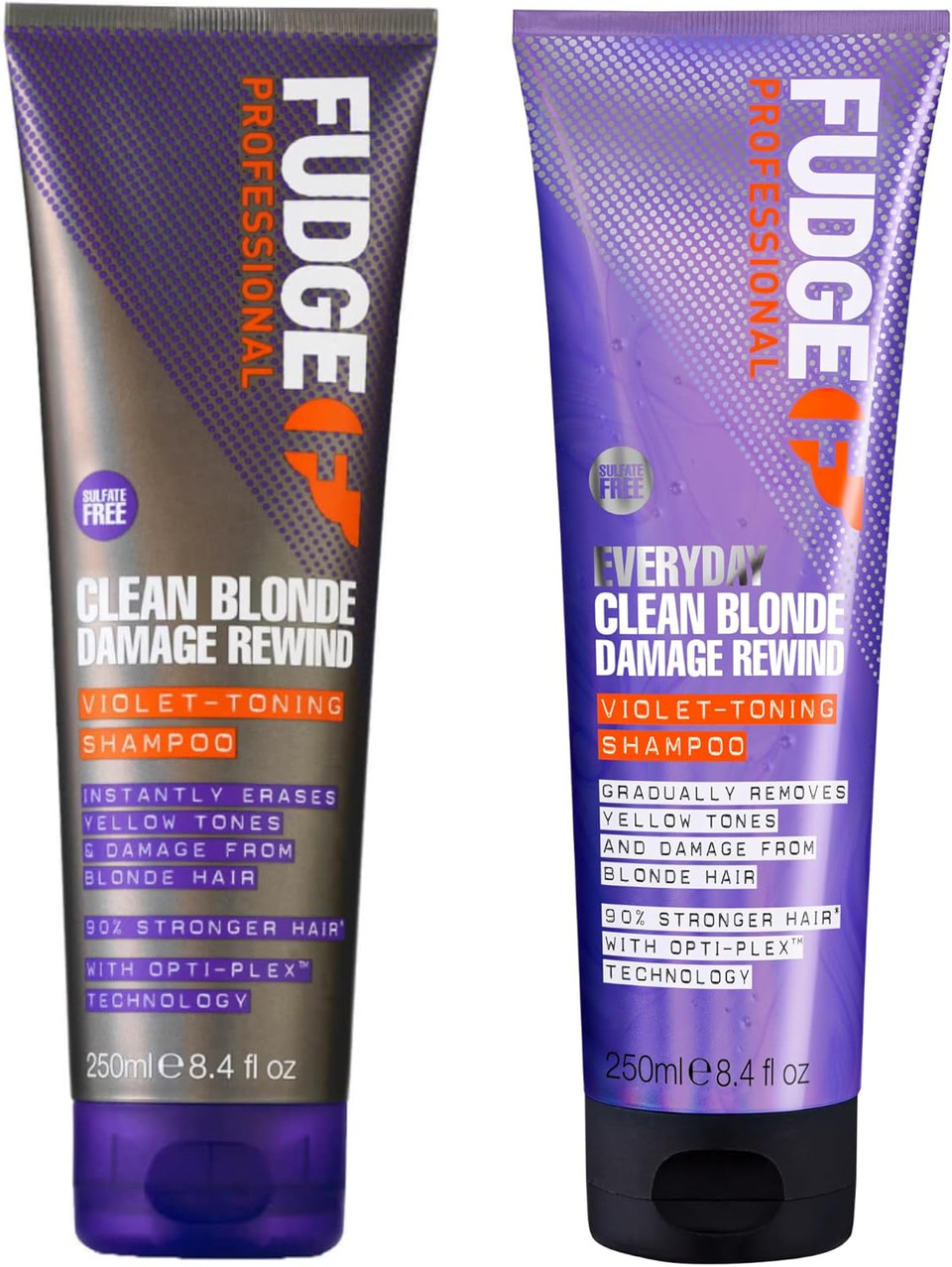 Fudge Professional Clean Blonde Damage Rewind Haircare Duo, Intense Purple Toning Routine, Shampoo and Conditioner Set for Blonde Hair, 2 x 250 ml Fudge Professional Clean Blonde Damage Rewind Haircare Duo, Intense Purple Toning Routine, Shampoo and Conditioner Set for Blonde Hair, 2 x 250 ml