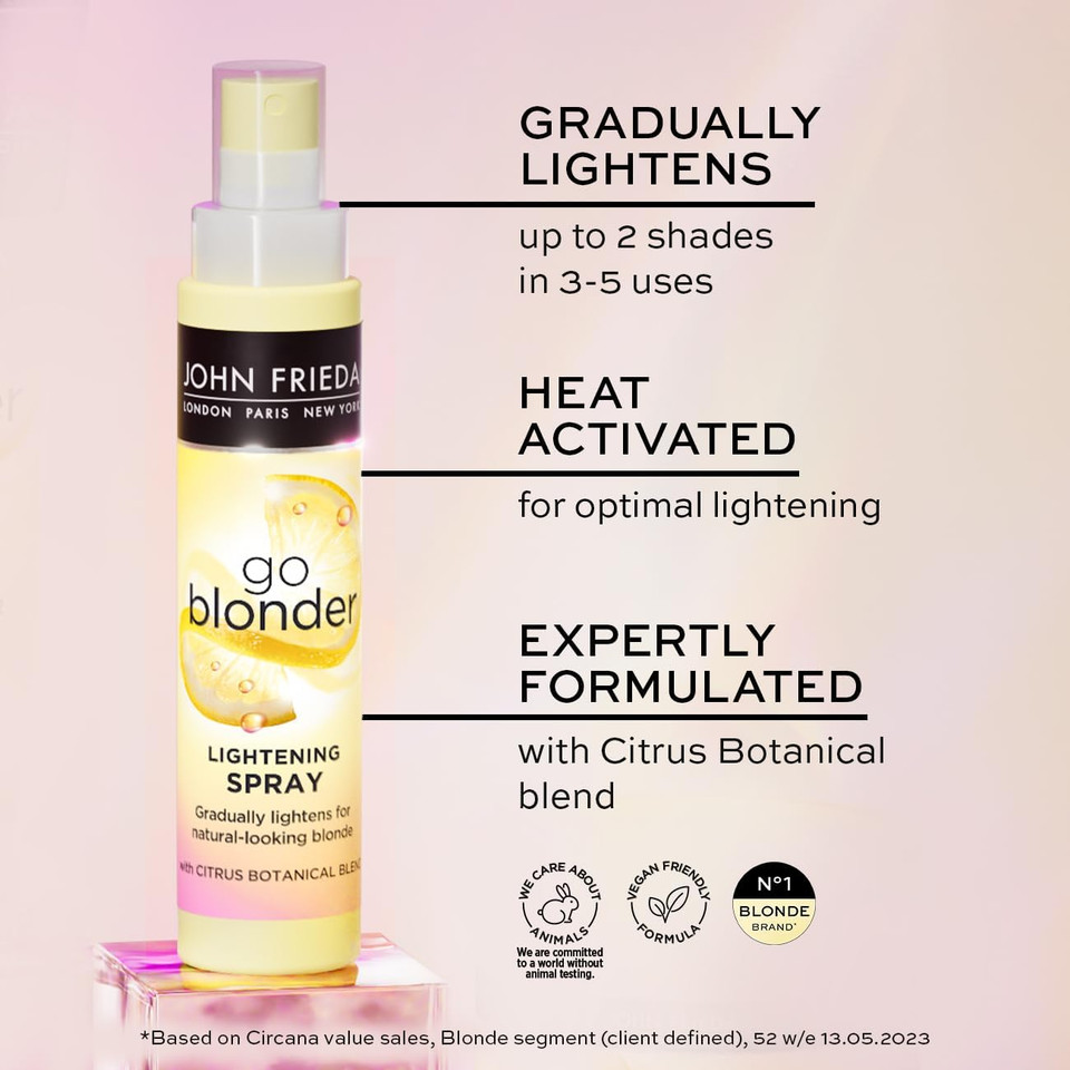 John Frieda Sheer Blonde Go Blonder Lightening Shampoo, Conditioner and Controlled Lightening Spray Value Bundle, Hair Lightener Blonding Value Pack