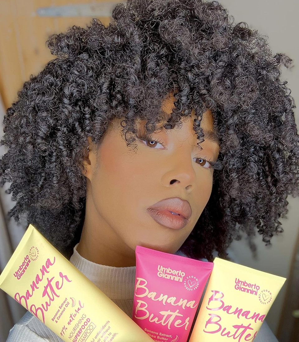 Umberto Giannini Banana Butter Nourishing Superfood Shampoo & Conditioner Set, Vegan & Cruelty Free Moisturising Formula for Dry, Textured or Frizzy Hair