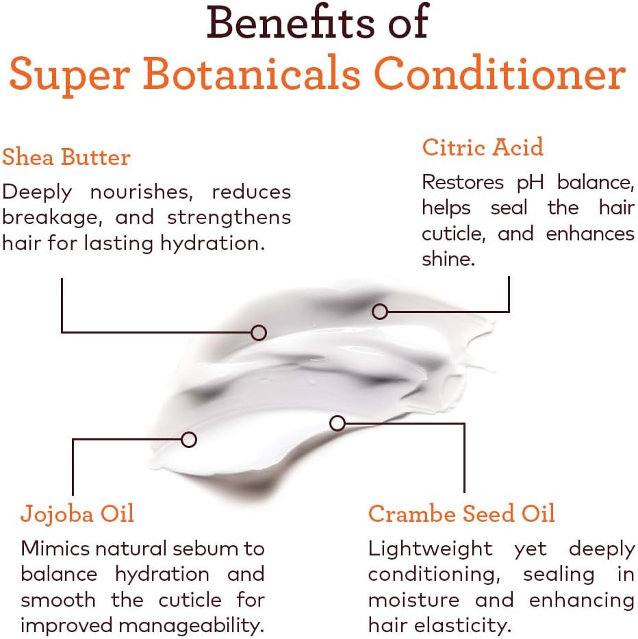 NYLAH Super Botanicals Conditioner 200ml Double Strength for Deep Hydration & Strength for Afro & Curly Hair, Restores Moisture, Softens & Defines