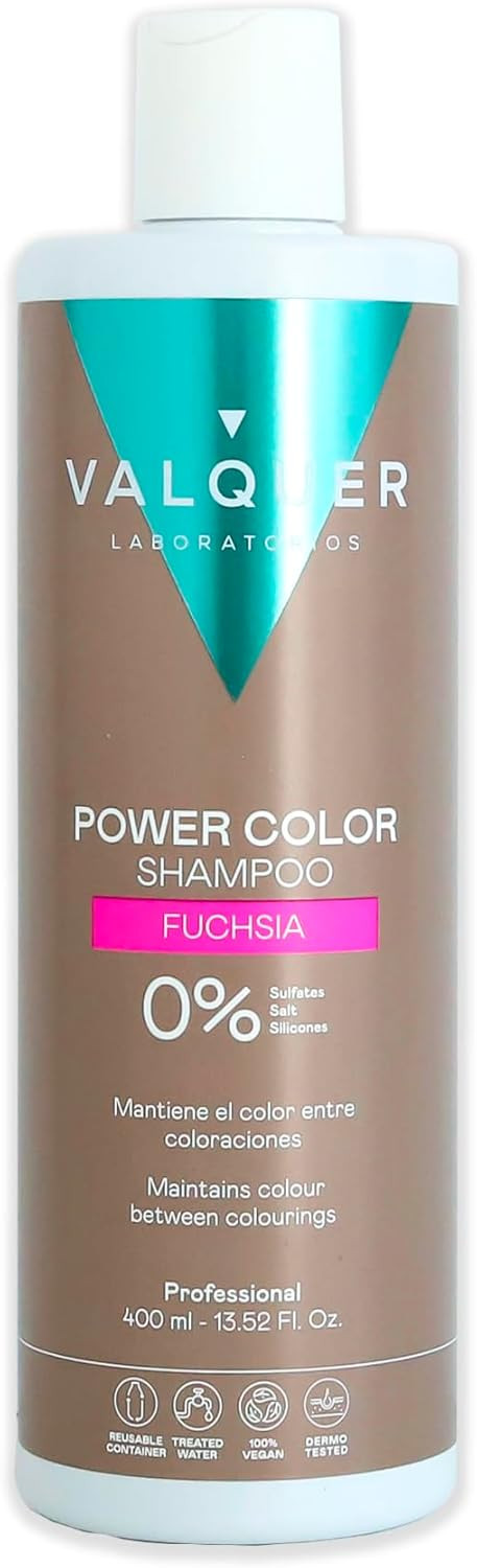 Valquer Professional Shampoo Power Colour Coloured Hair Vegan and Sulphate (Fuchsia) Hair Colour Booster 400 ml