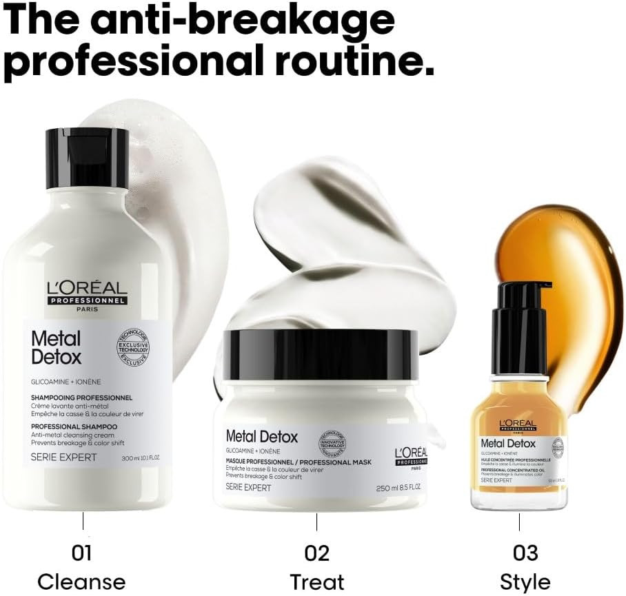 LOréal Professionnel Metal Detox Shampoo, Prevent Breakage & Colour Fade from hard water, Prevent Damaged Hair, Sulphate-Free & Vegan