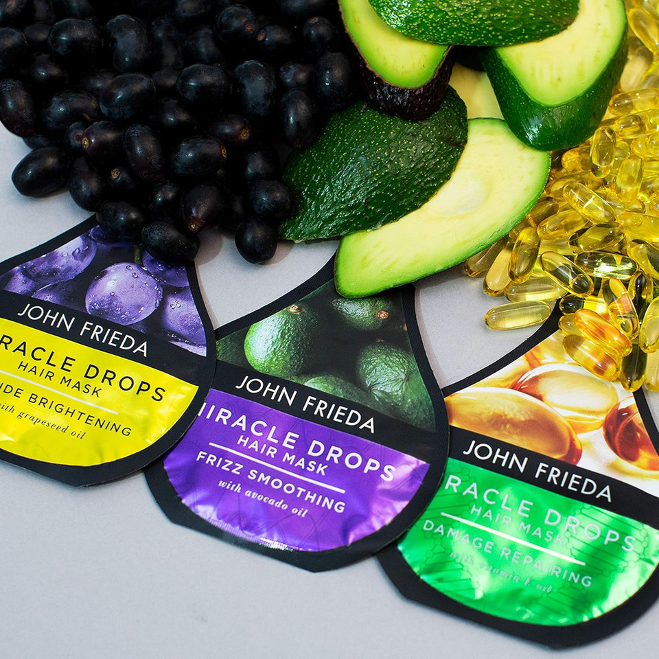 John Frieda Miracle Drops Frizz Smoothing Hair Mask 25 ml, Anti-Frizz Deep Conditioning Treatment for Frizzy, Dry Hair