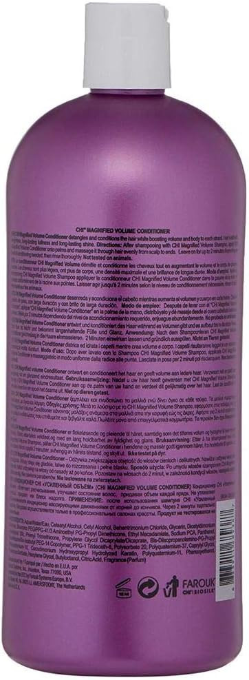 CHI Magnified Volume Conditioner Volumising Hair Products for Fine, Limp Hair Adds Hair Volume & Body Strengthens Hair Low pH, Color Safe, Paraben-Free & Sulphate Free Conditioner, 355 ml