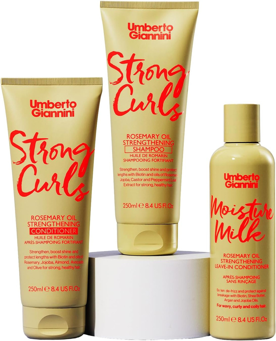 Umberto Giannini Curl Repair Shampoo + Conditioner Set, Vegan & Cruelty Free Repair & Growth Formula with Seaweed, Wheat Bran & Caffeine, 250 ml