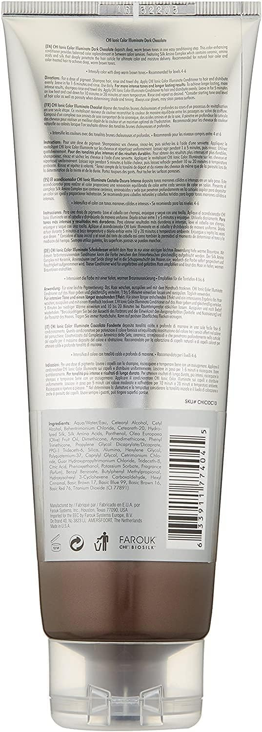 CHI Ionic Color Illuminate Conditioner, Dark Chocolate, Color Enhancing Conditioner, 251 ml, Brown