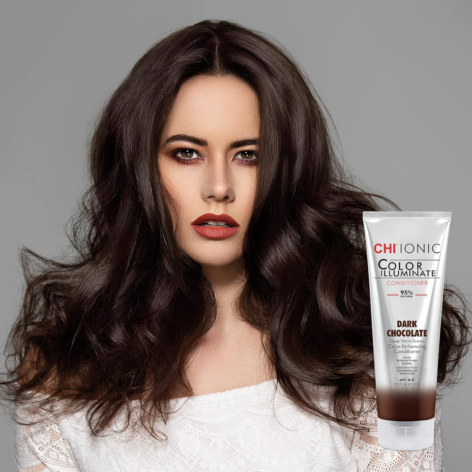 CHI Ionic Color Illuminate Conditioner, Dark Chocolate, Color Enhancing Conditioner, 251 ml, Brown