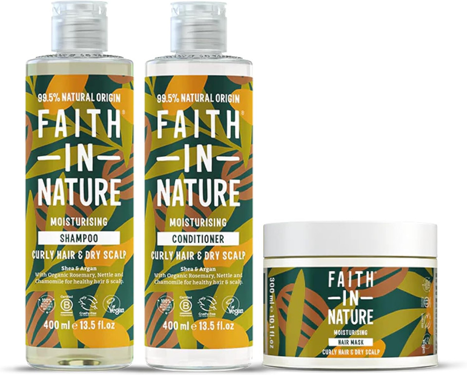 Faith In Nature Shea & Argan Natural Curly Hair 3 Piece Bundle: 400ml Shampoo & Conditioner & 300ml Hair Mask, Vegan & Cruelty Free, No SLS or Parabens, For Very Dry to Dry Hair Faith In Nature Shea & Argan Natural Curly Hair 3 Piece Bundle: 400ml Shampoo & Conditioner & 300ml Hair Mask, Vegan & Cruelty Free, No SLS or Parabens, For Very Dry to Dry Hair