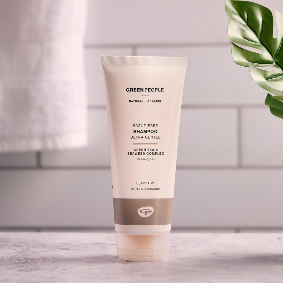 Green People Fragrance Free Shampoo - For Sensitive Scalps, Hypoallergenic - Green Tea & Seaweed - Silicone Free, Organic, Vegan - 200ml