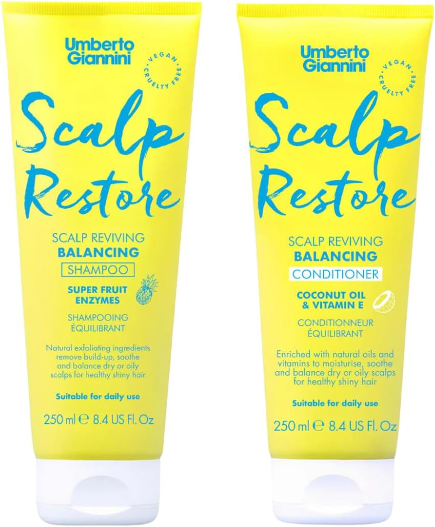 Umberto Giannini Scalp Restore Shampoo & Conditioner Duo, Vegan & Cruelty Free Scalp Reviving Anti-Dandruff Bundle, 2 Pack