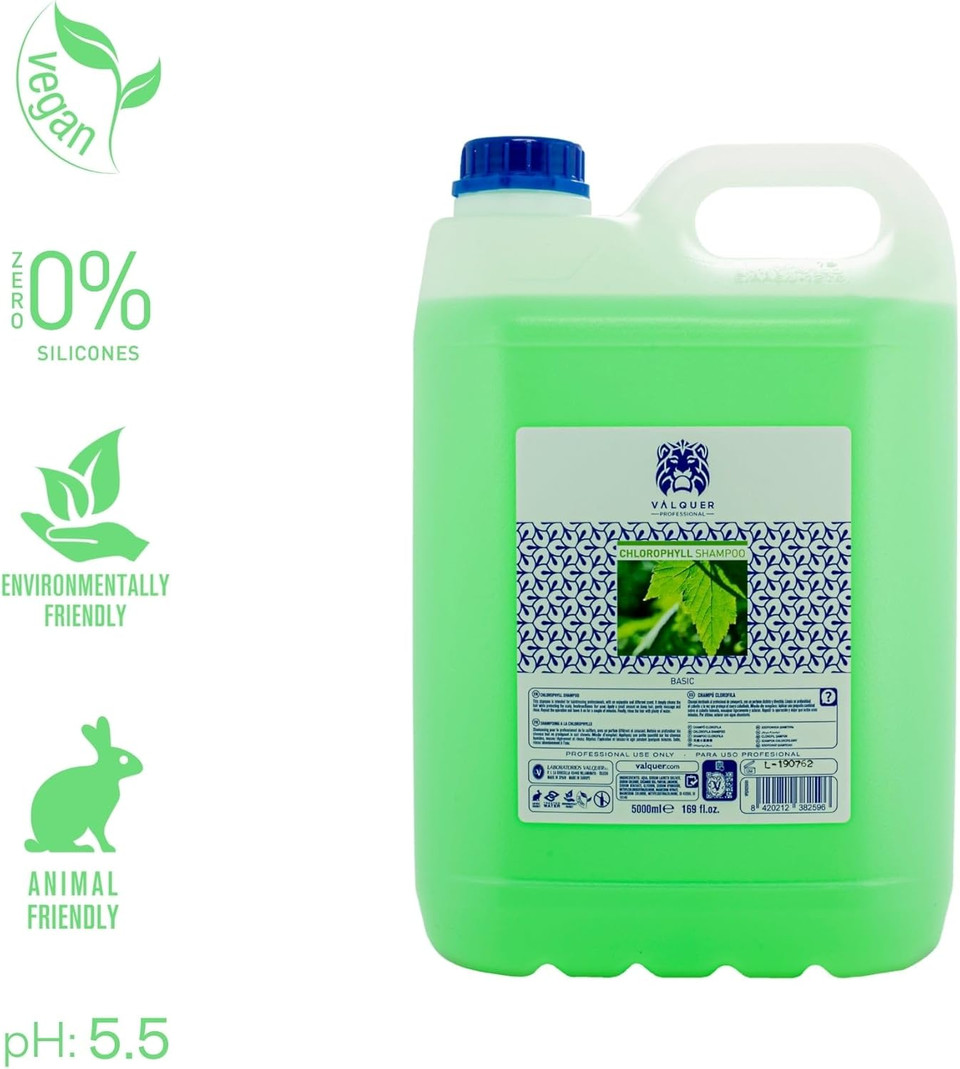 Valquer - Special Chlorophyll Shampoo for Hairdressers - Professional Shampoo - Carafe 5 L