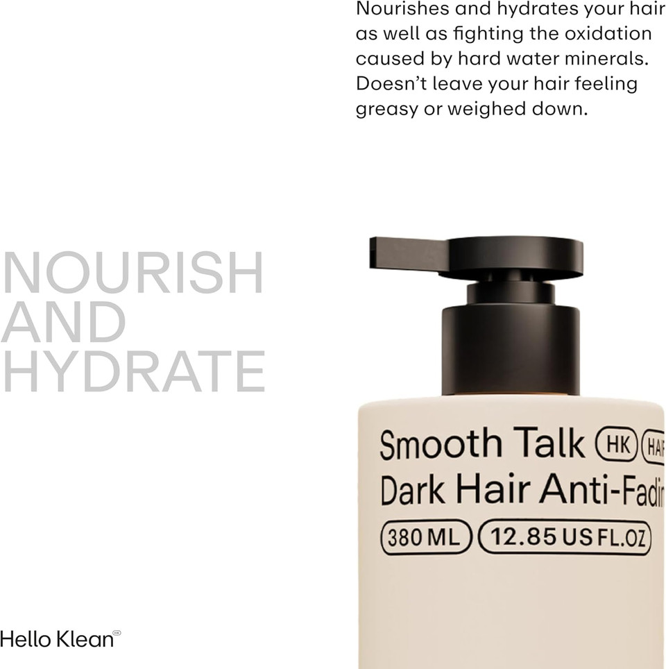 Hello Klean Smooth Talk Dark Hair Anti-Fading Conditioner - Hydrates & Repairs to Reverse Damage Caused by Hard Water - Stop Colour Fading & Protect Against Brassiness - With UV Protection