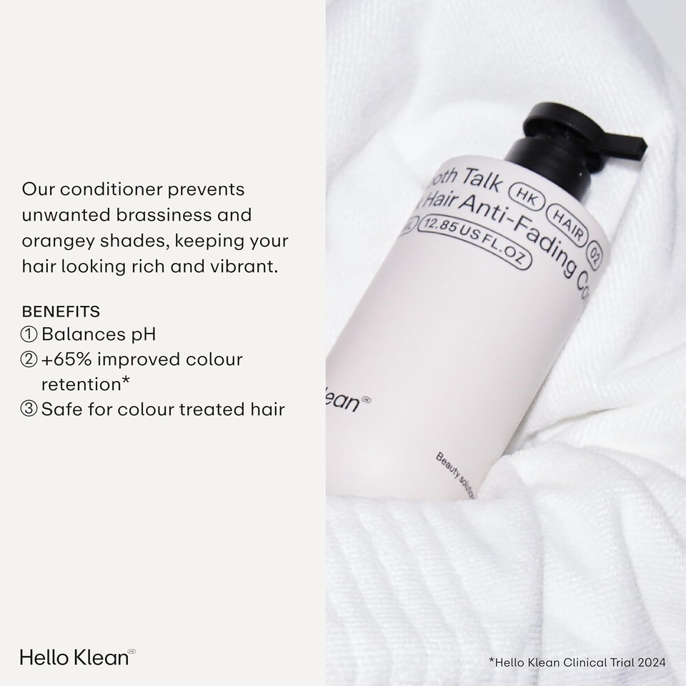 Hello Klean Smooth Talk Dark Hair Anti-Fading Conditioner - Hydrates & Repairs to Reverse Damage Caused by Hard Water - Stop Colour Fading & Protect Against Brassiness - With UV Protection