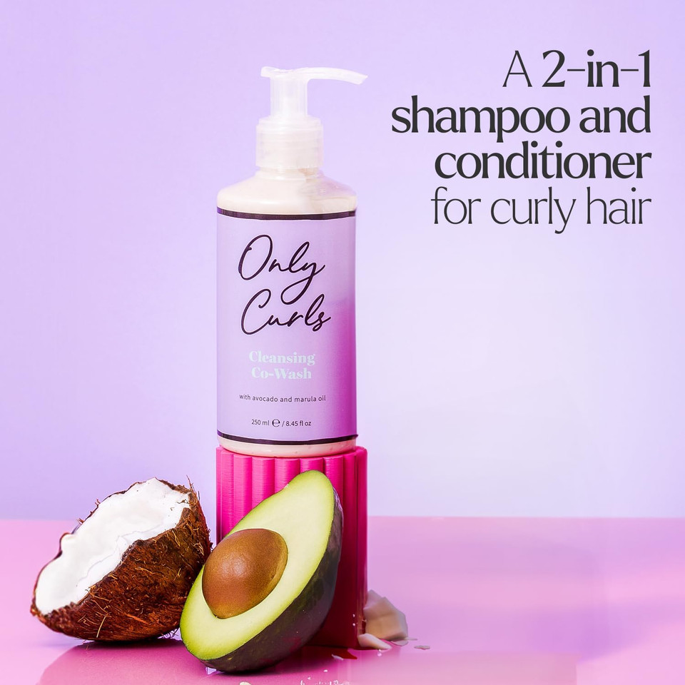 Only Curls Cleansing Co-Wash, 250ml, 2 in 1 Shampoo & Conditioner, Sulphate-Free, Gentle Formula, Nourishing, Hydrating & Detangling, Conditioning & Cleansing, Cruelty Free, For All Curly Hair Types