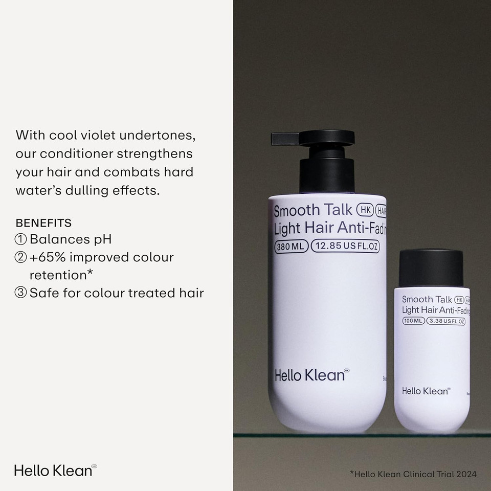 Hello Klean Smooth Talk Light Hair Anti-Fading Conditioner - Hydrates & Repairs to Reverse Damage Caused by Hard Water - Prevent Colour Fade & Protect Against Yellow Tones - With UV Protection