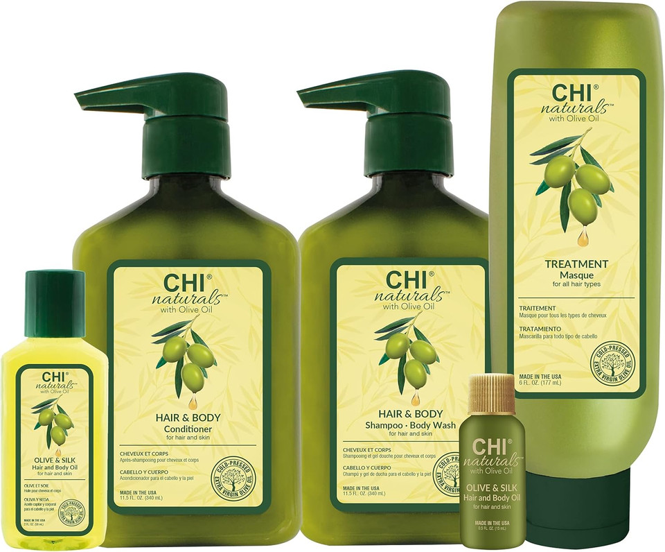 CHI Naturals with Olive Oil, Hair Shampoo and Body Wash, 340 ml 11.5 oz,white