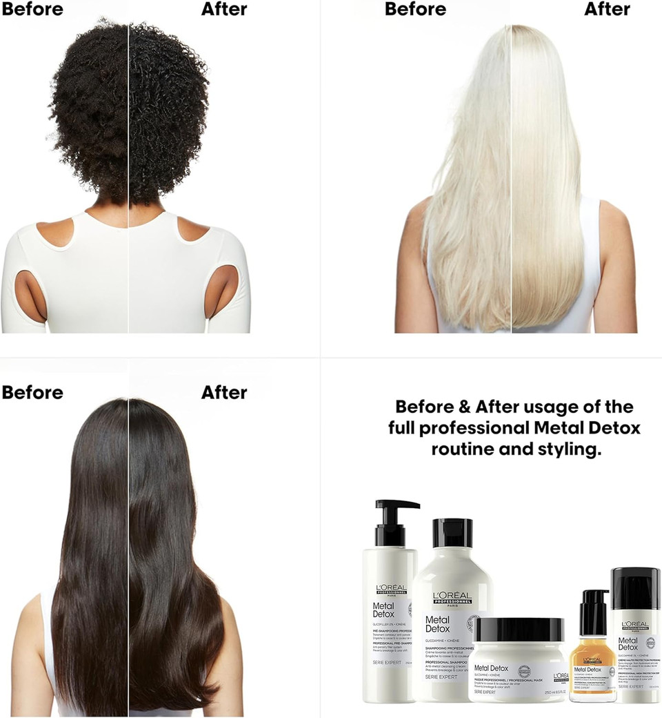 LOréal Professionnel Metal Detox Pre-Shampoo Hair Treatment 250ml, Prevent Breakage & Colour Fade from hard water, Prevent Damaged Hair