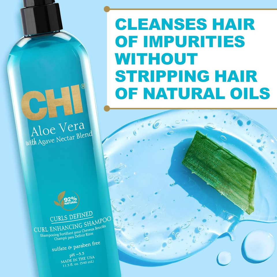 CHI Aloe Vera Curl Enhancing Shampoo, 340 ml, white