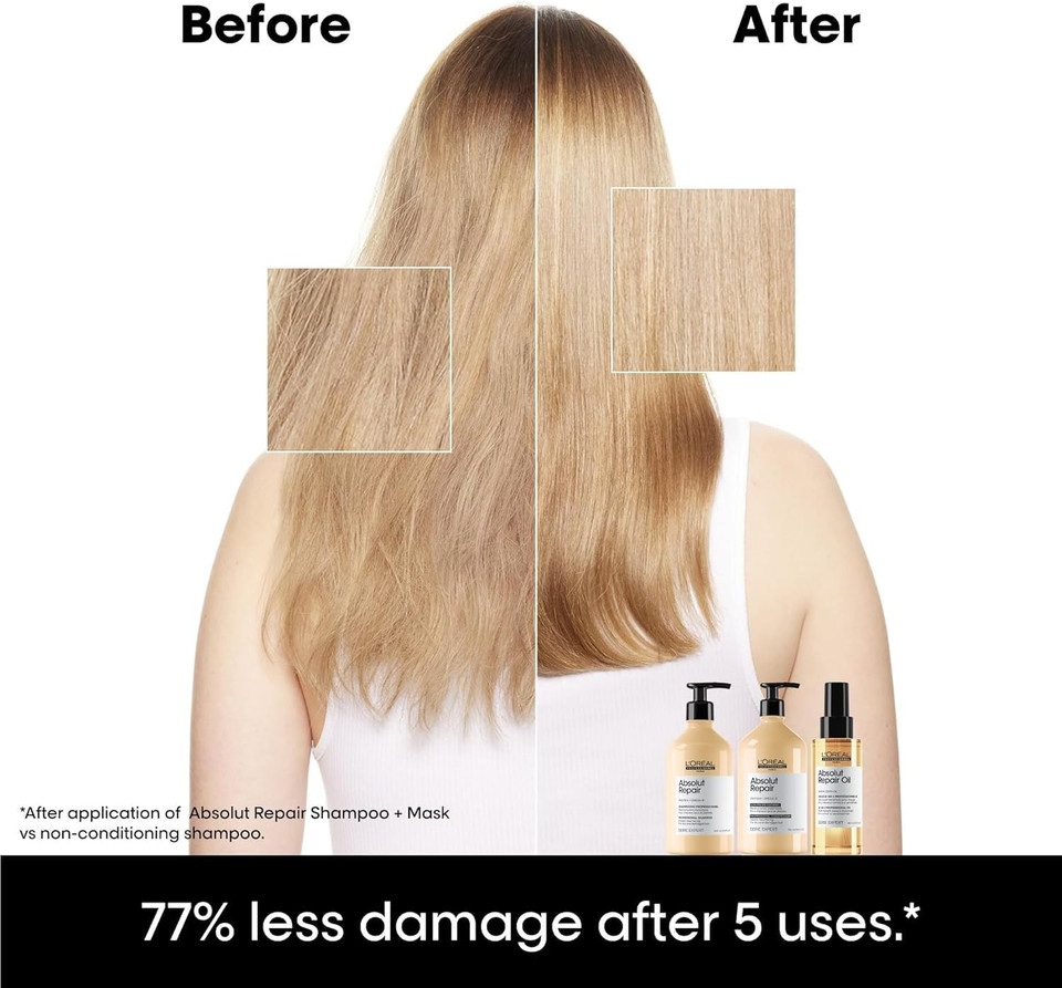 LOréal Professionnel Absolut Repair Hydrating Shampoo 500ml, for Dry hair, intense softness & shine, moisturising & nourishing