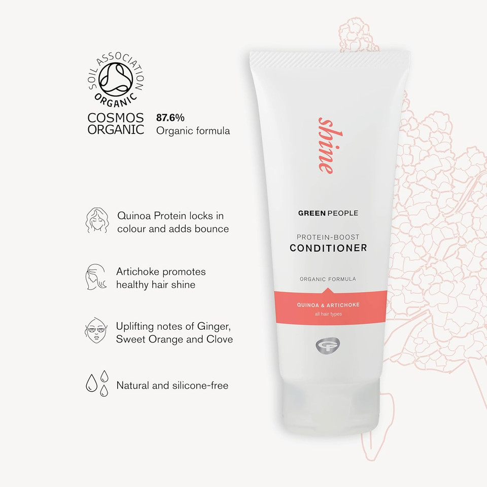Green People Protein-Boost Conditioner - For Bounce & Shine - Silicone & SLS Free - Natural, Organic & Vegan, 200ml
