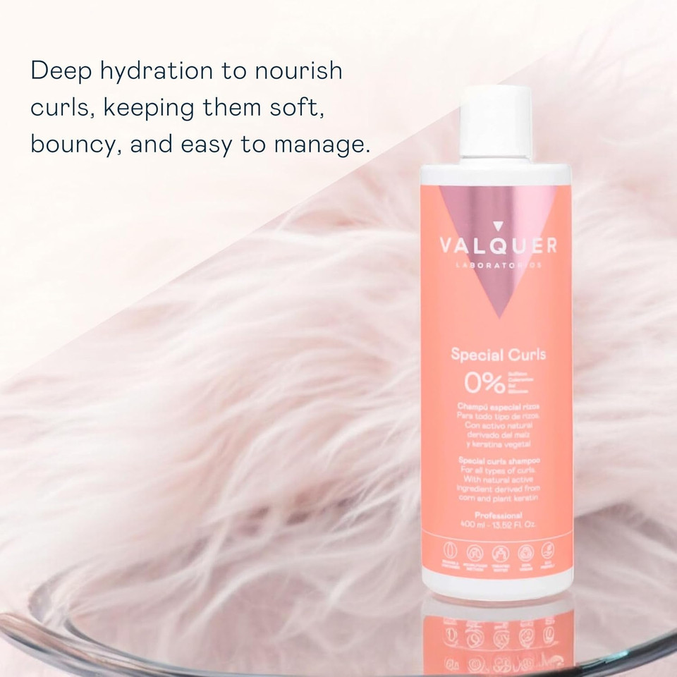 Valquer Professional Special Curl Shampoo for Curly Hair. Sulfate Free, Salt Free, Vegan - Up to 96% Natural Origin (400ml)