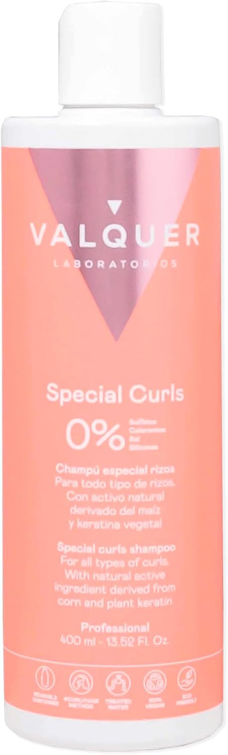 Valquer Professional Special Curl Shampoo for Curly Hair. Sulfate Free, Salt Free, Vegan - Up to 96% Natural Origin (400ml)