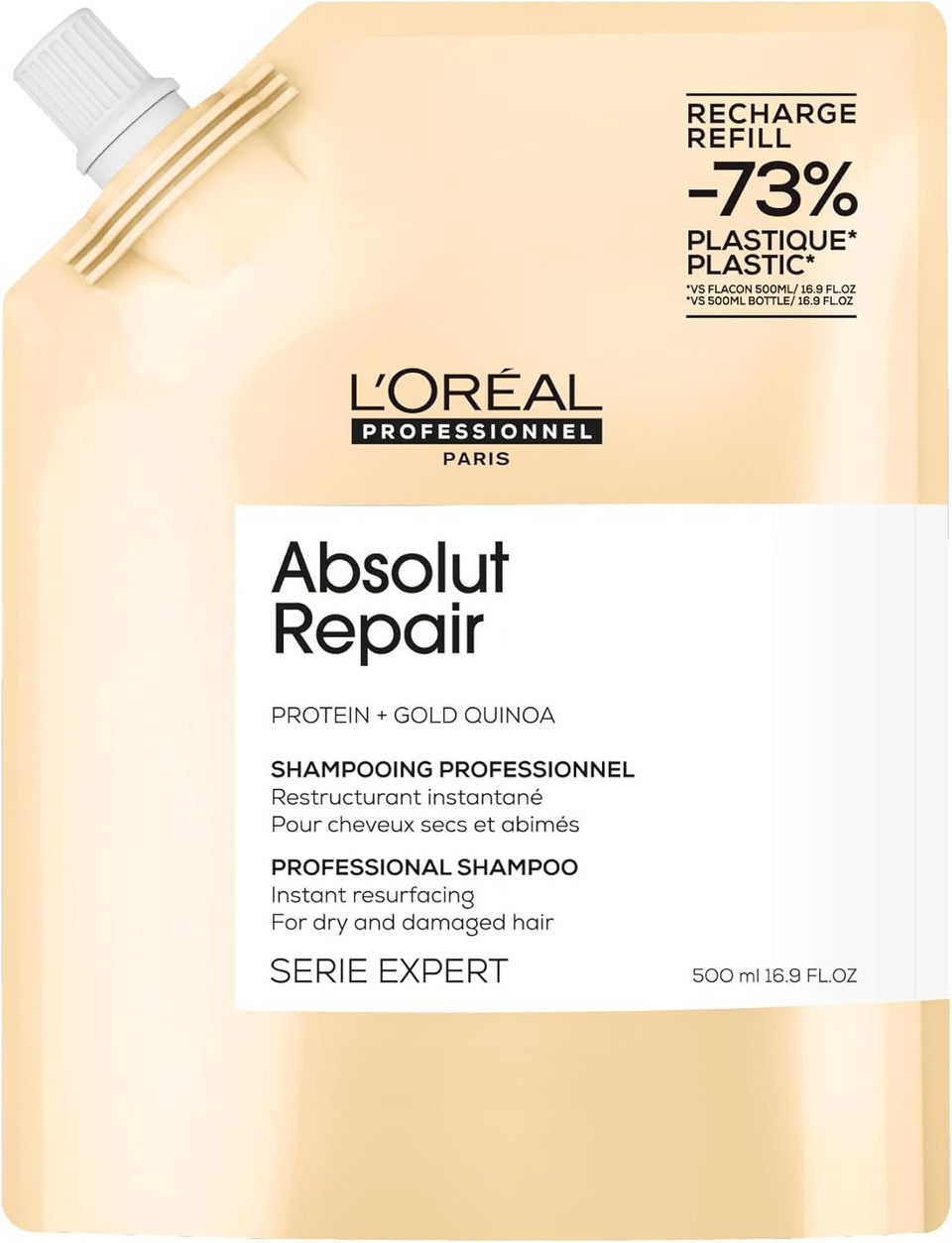 LOréal Professionnel Absolut Repair Refill Shampoo 500ml, For Dry Hair, Instant hydration, softness & shine