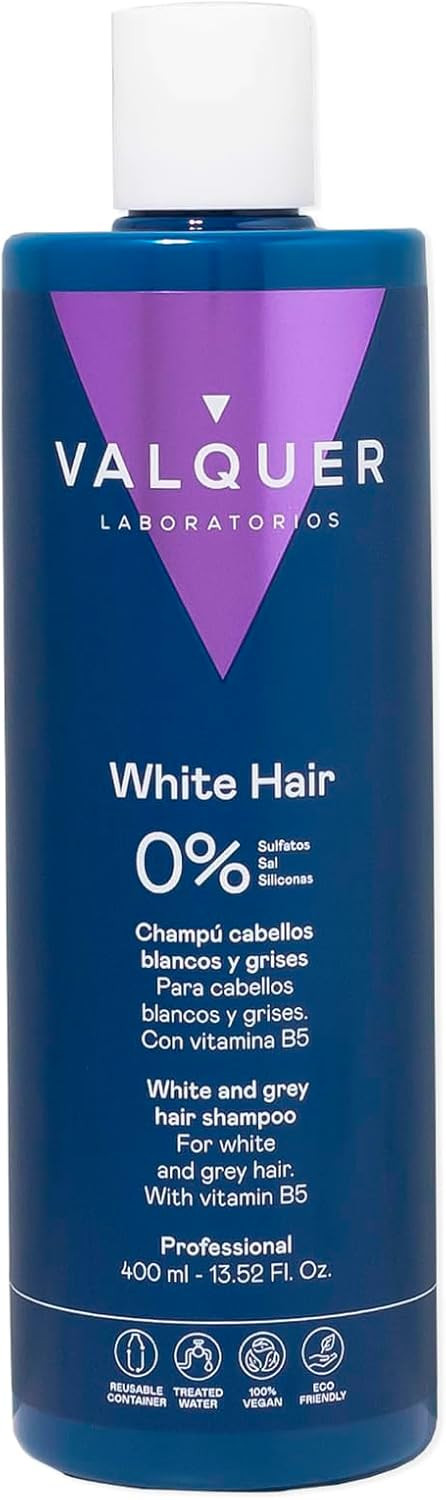 Valquer Profesional Shampoo for White and Grey Hair% No Salt, Sulphates, Parabens and Silicones - 400 ml